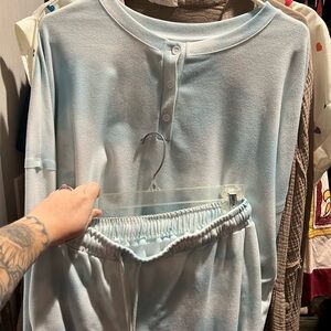 Light Blue Button-Up Lounge Set